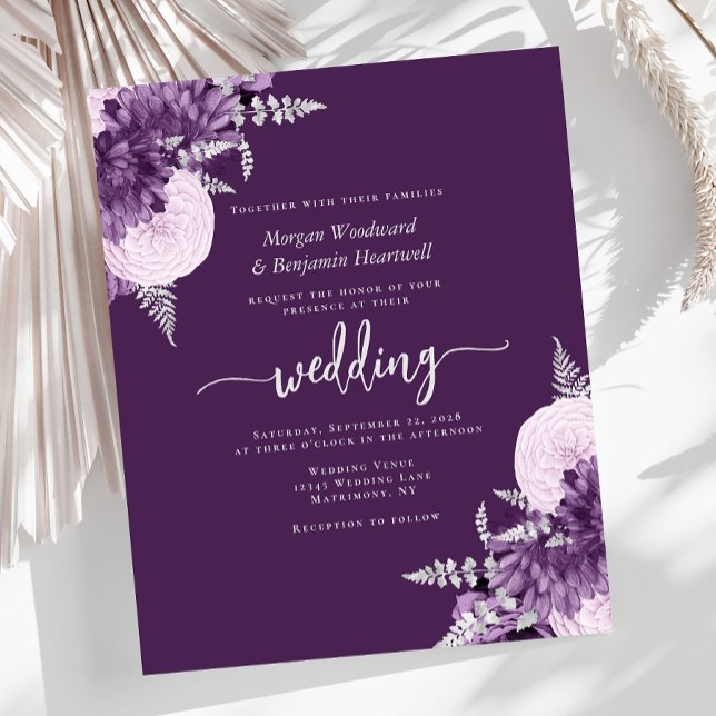 Lámina Budget Purple Lilac Silver Floral Wedding Invite (Subido por el creador)