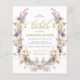 Lámina Budget Purple Wildflowers Bridal Shower Invitation