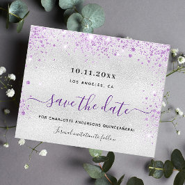 Lámina Budget Quinceanera silver purple save the date