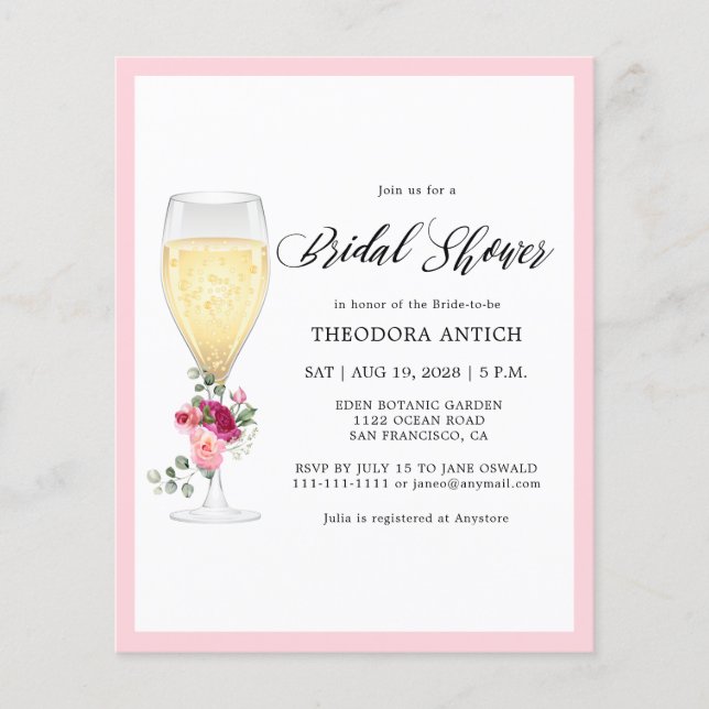 Lámina Budget Romantic Floral Bridal Shower (Anverso)