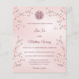 Lámina BUDGET Rosa Polvo Flor de Cerezo Rosa Bodas Chinas