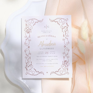 Lámina Budget Rose Gold Frame Elegant Quinceañera Photo