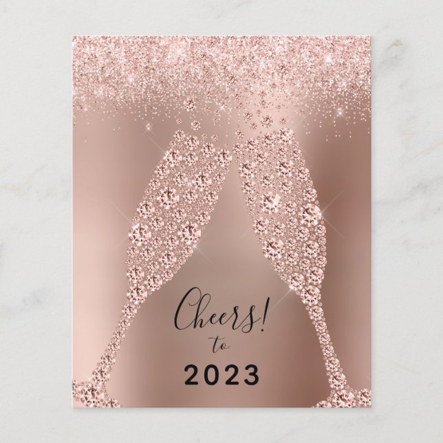 Lámina Budget Rose Gold Metallic 2023 New Year Card (Anverso)