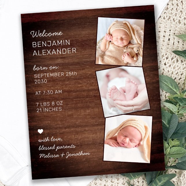 Lámina Budget Rustic 3 Photo Baby Shower Birth Gracias (Subido por el creador)