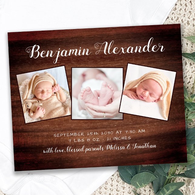 Lámina Budget Rustic 3 Photo Baby Shower Birth Gracias (Subido por el creador)
