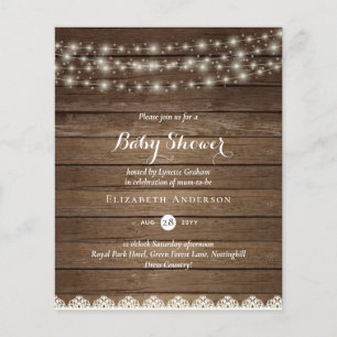 Lámina Budget Rustic Lights Mason Jars Lace Baby Shower