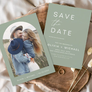 Lámina Budget Sage Green Save the Date Photo Invitación