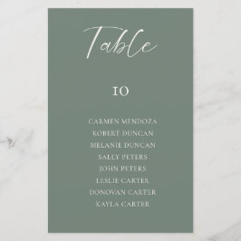 Lámina Budget Sage Green Wedding Seating Chart Table Card
