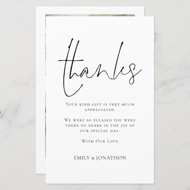 Lámina BUDGET Script Boda 3 Collage de Fotos Cita Gracias (Anverso / Reverso)