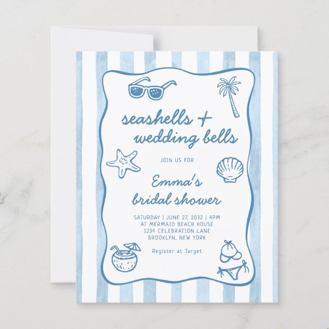 Lámina Budget Seashells and Wedding Bells Bridal Shower (Anverso)