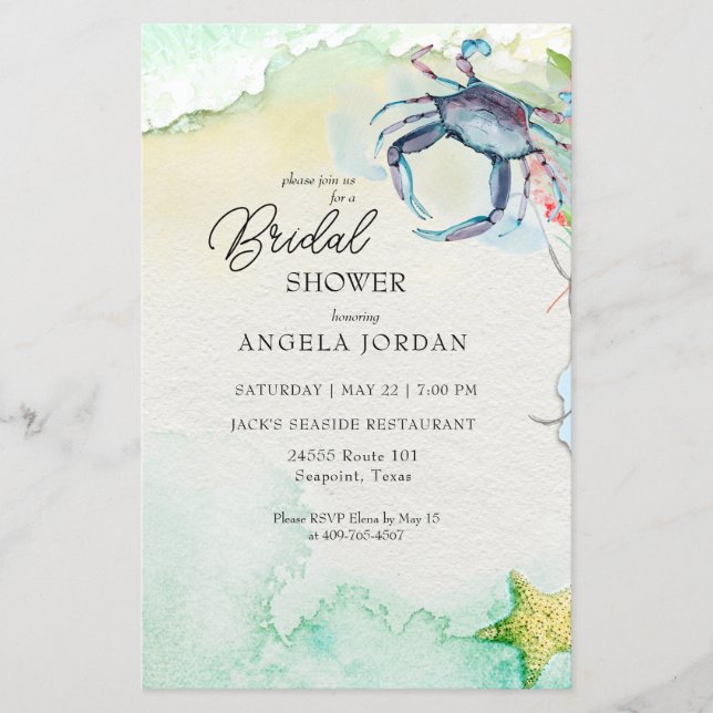 Lámina Budget Seaside Maryland Crab Bridal Shower (Anverso)