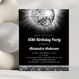 Lámina Budget Silver 60th Birthday Party Disco Ball de lo