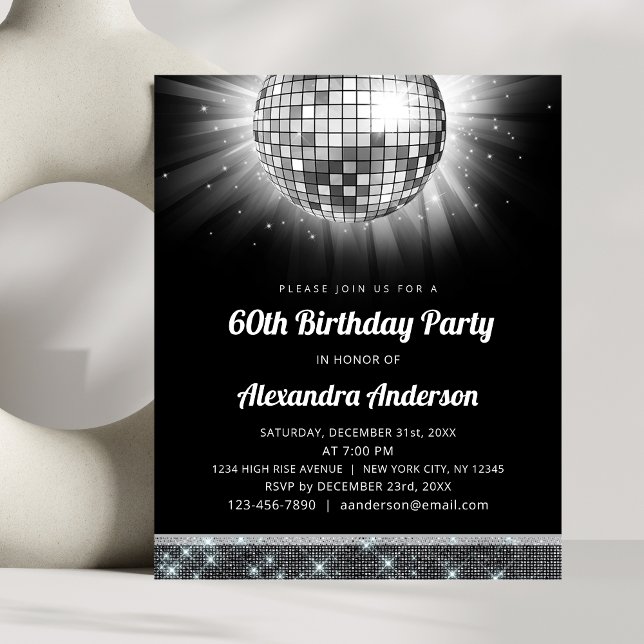 Lámina Budget Silver 60th Birthday Party Disco Ball de lo (Subido por el creador)