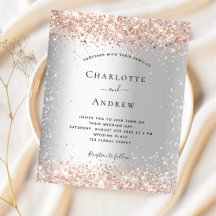 Budget silver glitter rose gold wedding invitation