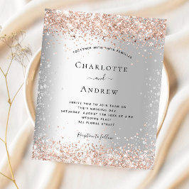 Lámina Budget silver glitter rose gold wedding invitation