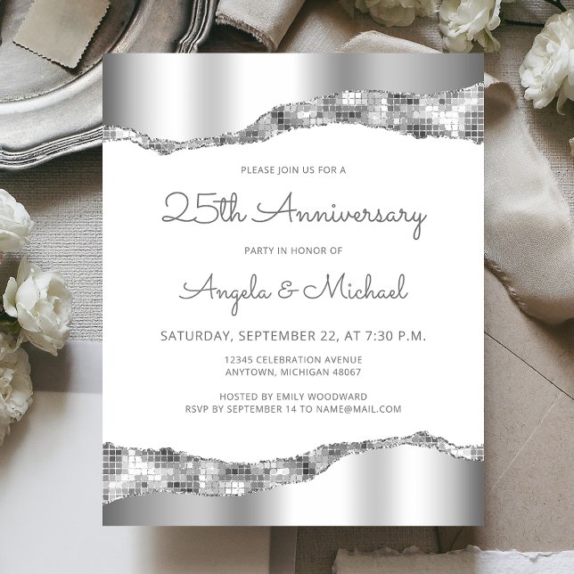 Lámina Budget Silver Mirror Foil 25th Anniversary Invite (Subido por el creador)