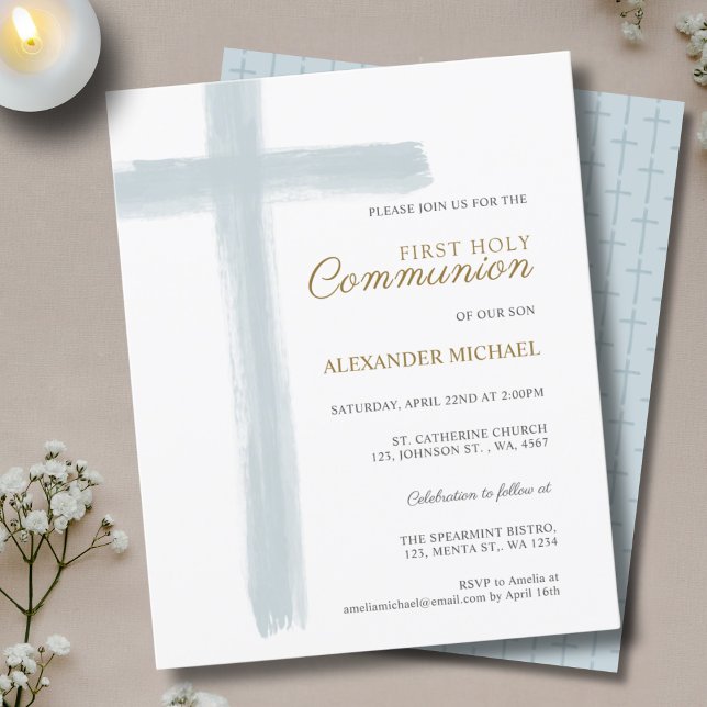 Lámina Budget Simple Blue Cross Boy First Holy Communion (Subido por el creador)