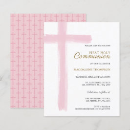 Lámina Budget Simple Pink Cross Girl First Holy Communion