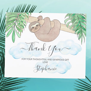 Lámina Budget Sloth Gender Neutral Baby Shower Thank You