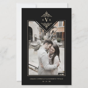 Lámina Budget Sophisticate Black Flourish Golden Initials