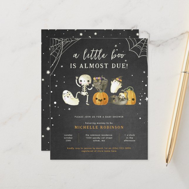 Lámina Budget Spookong A Little Boo Halloween Baby Shower (Anverso/Reverso In Situ)