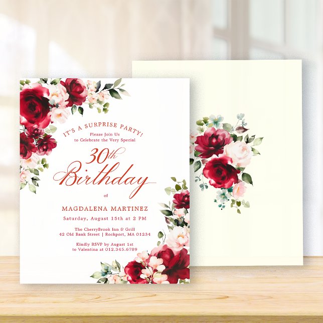 Lámina BUDGET SURPRISE PARTY 30th Birthday Pink Red Rose (Subido por el creador)