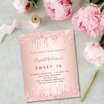 BUDGET Sweet 16 rosa purpurina de oro color rosa
