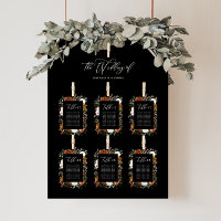Budget terracotta black floral table seating plan
