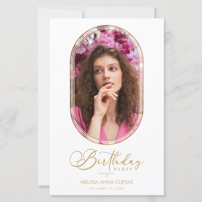 Lámina BUDGET Trendy Modern Oval Fake Golden Custom Photo (Anverso)
