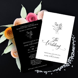 Lámina Budget Trendy Wildflowers Wedding Black & White