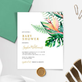 Lámina Budget Tropical Greenery Baby Shower Invitation