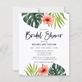 Lámina Budget Tropical Monstera  Bridal Shower Invitation