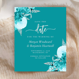 Lámina Budget Turquoise Floral Wedding Save the Date