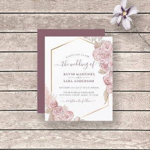 Lámina Budget Wedding Blush Pink Floral Gold Invitation