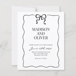 Lámina Budget Whimsical Black Bow Tie Wedding Invitation