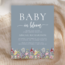 Lámina Budget Wildflowers Dusty Blue Baby Shower