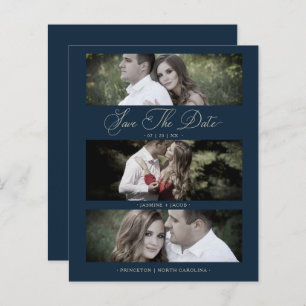 Lámina Budget Wimshical Script Navy Wedding 3 Photos