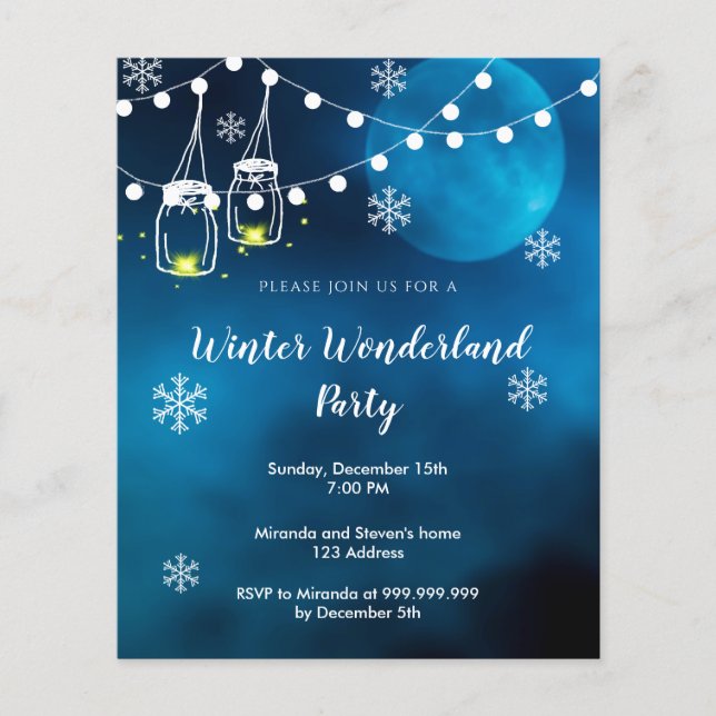 Lámina Budget Winter wonderland fiesta luna azul (Anverso)