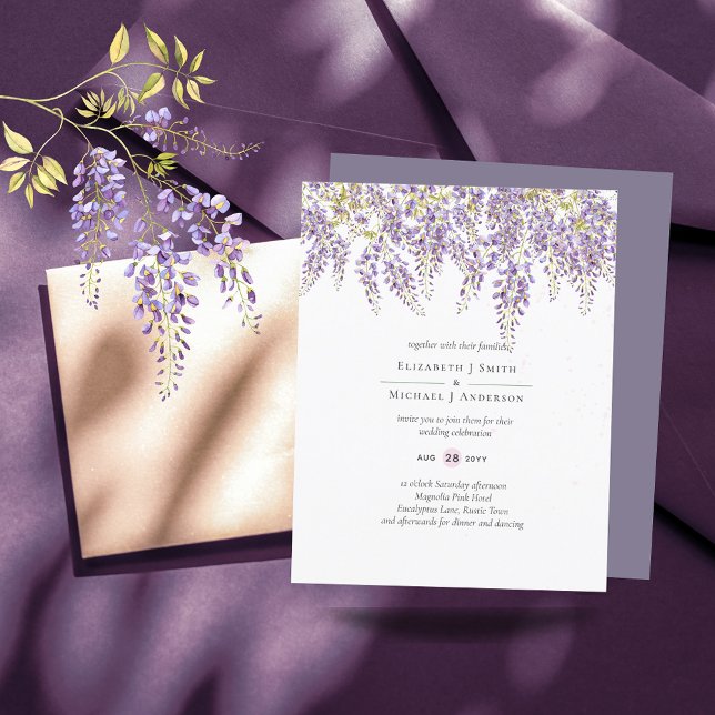 Lámina BUDGET Wisteria Purple Floral Wedding Invites (Subido por el creador)