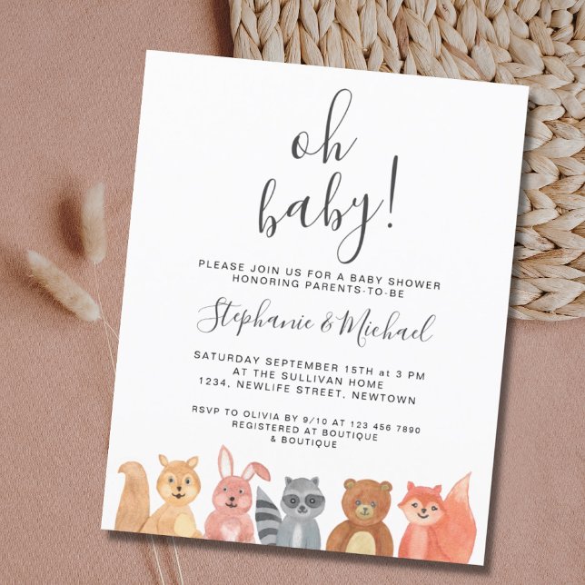 Lámina Budget Woodland Animals Couples Baby Shower Invite (Subido por el creador)