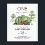 Lámina Budget Woodland Truck Happy Camper Kids Cumpleaños<br><div class="desc">Camión Cute Woodland Feliz Invitación de cumpleaños a los niños de camper</div>