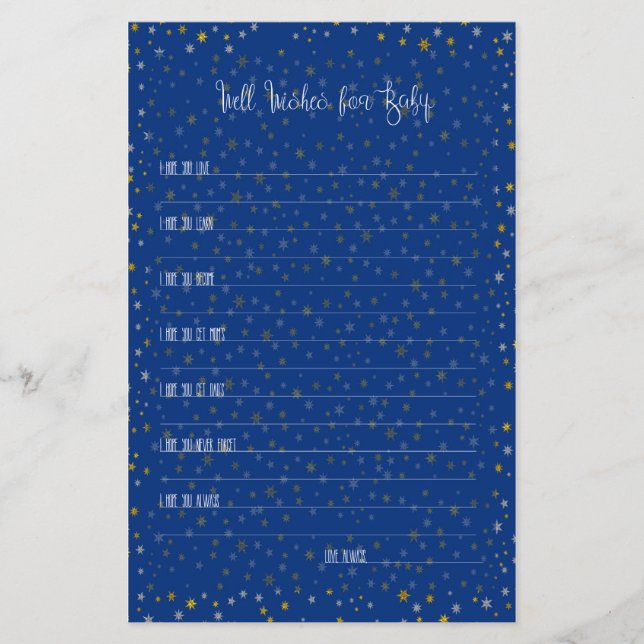 Lámina Bueno Deseos Para Baby Little Star Baby Shower (Anverso)