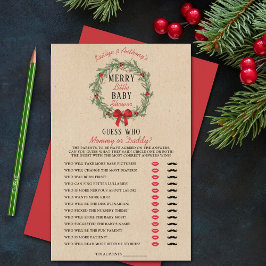 Lámina Buenos Navidades Baby Shower adivina quién juega