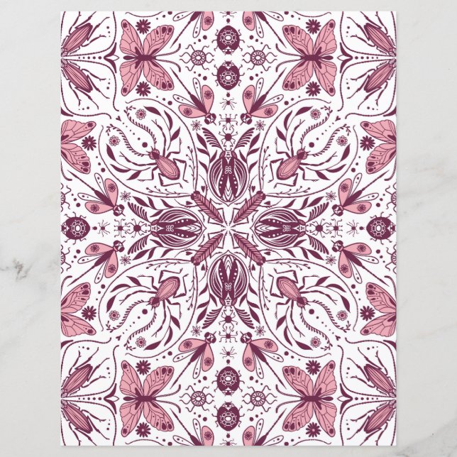 Lámina Bugs, magenta oscuro y rosa sobre blanco (Anverso)