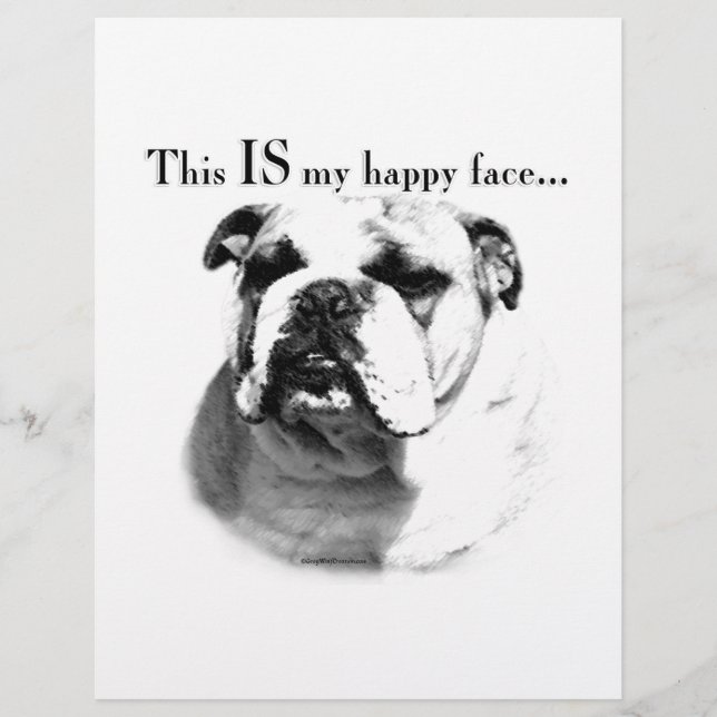 Lámina Bulldog Feliz Cara (Anverso)