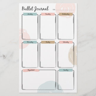 Lámina Bullet Journal para planificación semanal