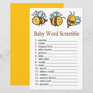 Lámina Bumble Bee juego de peleas de palabras de bebé
