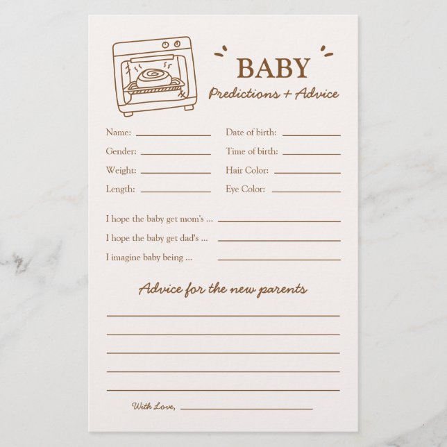 Lámina Bun in the Oven Predictions and Advice (Anverso)