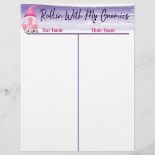 Lámina Bunco Cute Gnome Dice Tally Score Sheet