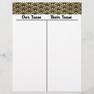 Lámina Bunco Tally Score Sheet Art Deco Black Gold